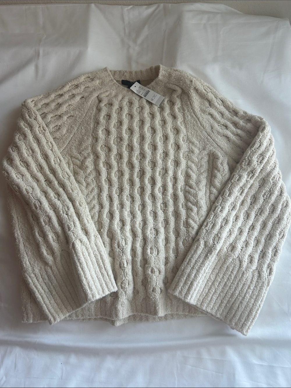 J. Crew Cream Cable-Knit Crewneck Sweater